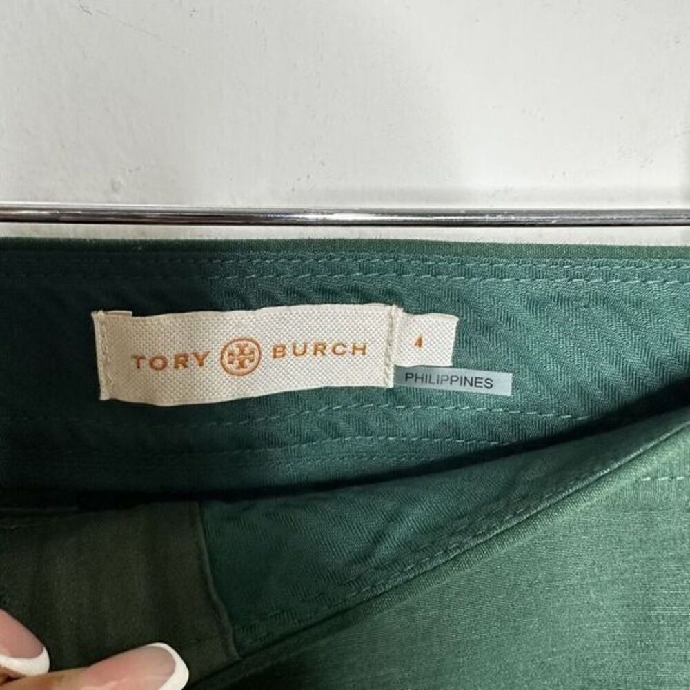 Tory Burch Dark Green Trouser Pants Sz 4 Skinny Fit Mid Rise Work Wear - Picture 11 of 14